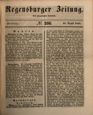 Regensburger Zeitung Freitag 28. August 1840