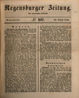 Regensburger Zeitung Samstag 29. August 1840