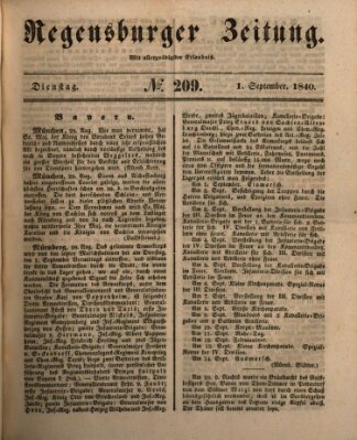 Regensburger Zeitung Dienstag 1. September 1840