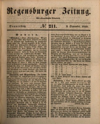 Regensburger Zeitung Donnerstag 3. September 1840