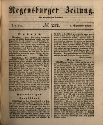 Regensburger Zeitung Freitag 4. September 1840