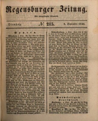 Regensburger Zeitung Dienstag 8. September 1840