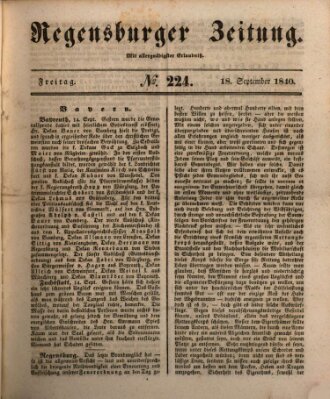 Regensburger Zeitung Freitag 18. September 1840