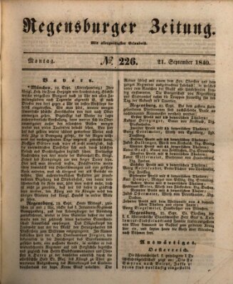 Regensburger Zeitung Montag 21. September 1840