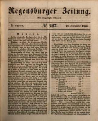 Regensburger Zeitung Dienstag 22. September 1840