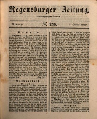 Regensburger Zeitung Montag 5. Oktober 1840