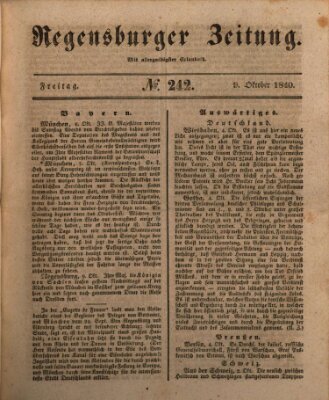 Regensburger Zeitung Freitag 9. Oktober 1840