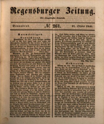 Regensburger Zeitung Samstag 31. Oktober 1840