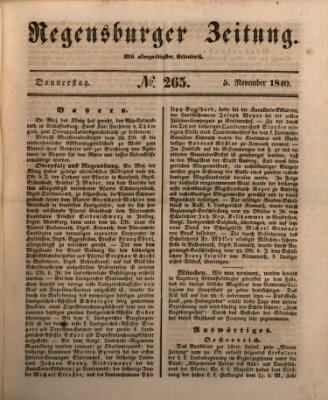 Regensburger Zeitung Donnerstag 5. November 1840