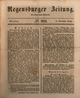 Regensburger Zeitung Montag 9. November 1840