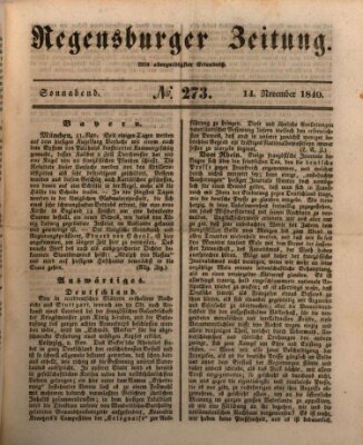 Regensburger Zeitung Samstag 14. November 1840