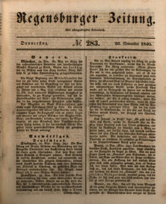 Regensburger Zeitung Donnerstag 26. November 1840