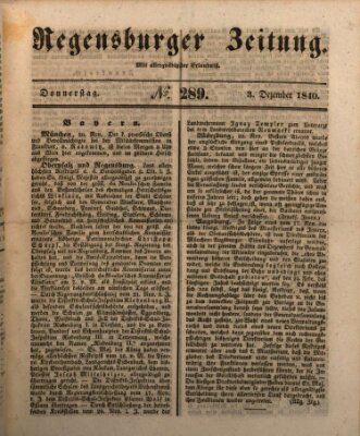 Regensburger Zeitung Donnerstag 3. Dezember 1840