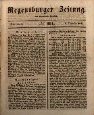 Regensburger Zeitung Mittwoch 9. Dezember 1840