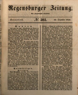 Regensburger Zeitung Samstag 19. Dezember 1840