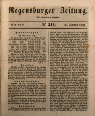 Regensburger Zeitung Mittwoch 30. Dezember 1840