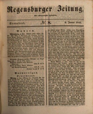 Regensburger Zeitung Samstag 9. Januar 1841