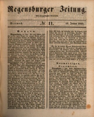 Regensburger Zeitung Mittwoch 13. Januar 1841