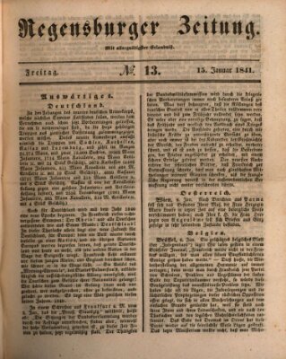 Regensburger Zeitung Freitag 15. Januar 1841