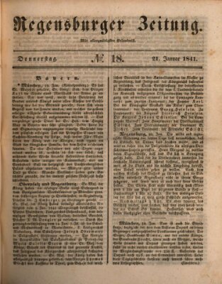 Regensburger Zeitung Donnerstag 21. Januar 1841