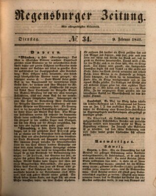 Regensburger Zeitung Dienstag 9. Februar 1841