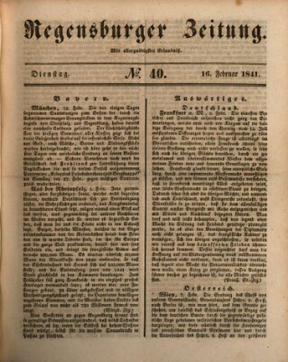 Regensburger Zeitung Dienstag 16. Februar 1841