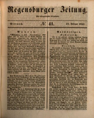 Regensburger Zeitung Mittwoch 17. Februar 1841