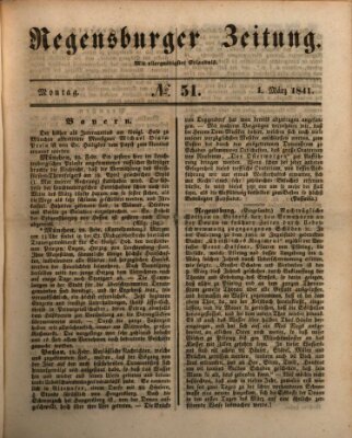 Regensburger Zeitung Montag 1. März 1841