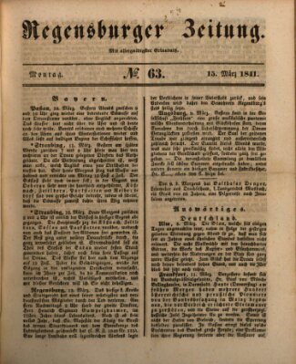 Regensburger Zeitung Montag 15. März 1841