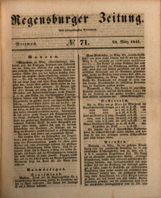 Regensburger Zeitung Mittwoch 24. März 1841