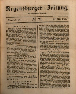 Regensburger Zeitung Samstag 27. März 1841