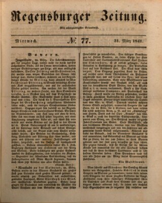 Regensburger Zeitung Mittwoch 31. März 1841