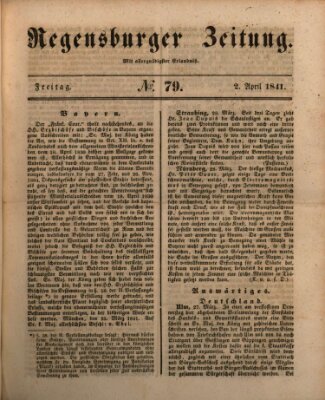 Regensburger Zeitung Freitag 2. April 1841