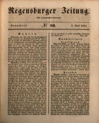 Regensburger Zeitung Samstag 3. April 1841