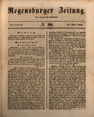 Regensburger Zeitung Mittwoch 14. April 1841