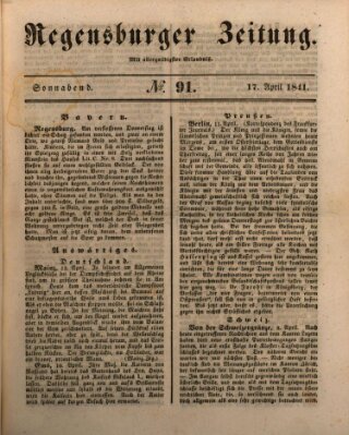 Regensburger Zeitung Samstag 17. April 1841