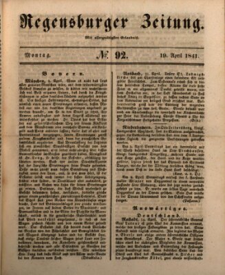Regensburger Zeitung Monday 19. April 1841