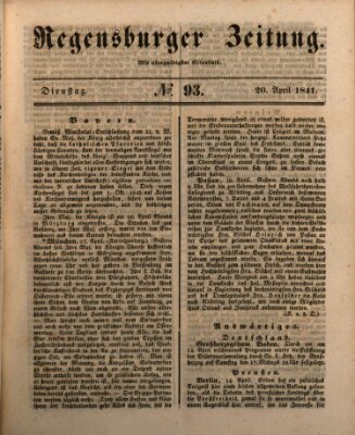 Regensburger Zeitung Dienstag 20. April 1841