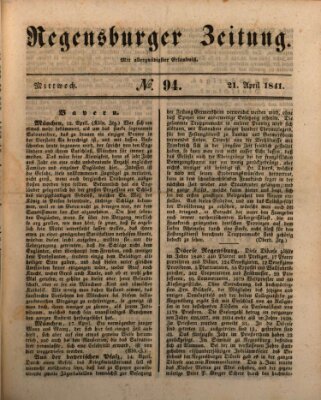 Regensburger Zeitung Mittwoch 21. April 1841