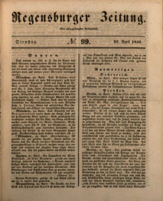 Regensburger Zeitung Dienstag 27. April 1841