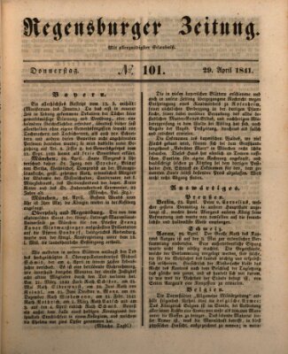 Regensburger Zeitung Donnerstag 29. April 1841