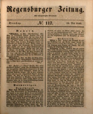 Regensburger Zeitung Dienstag 18. Mai 1841