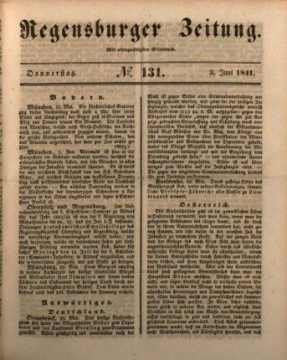 Regensburger Zeitung Donnerstag 3. Juni 1841