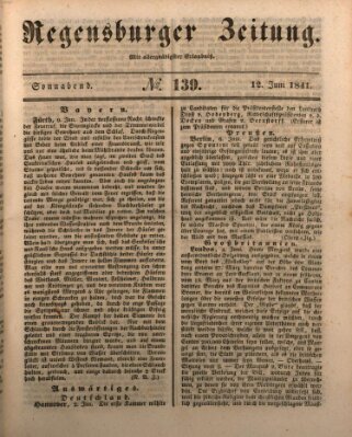 Regensburger Zeitung Samstag 12. Juni 1841