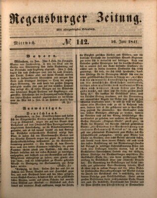 Regensburger Zeitung Mittwoch 16. Juni 1841