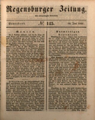 Regensburger Zeitung Samstag 19. Juni 1841