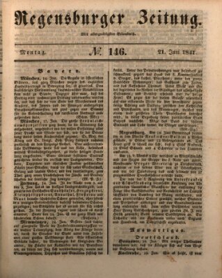 Regensburger Zeitung Montag 21. Juni 1841