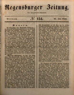 Regensburger Zeitung Mittwoch 30. Juni 1841