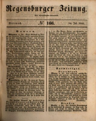 Regensburger Zeitung Mittwoch 14. Juli 1841