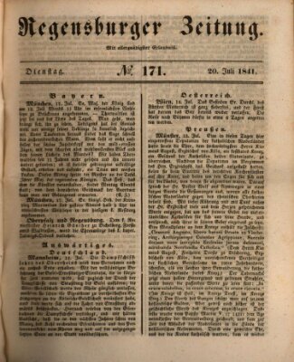 Regensburger Zeitung Dienstag 20. Juli 1841